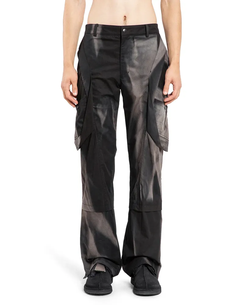 JiyongKim Sunbleached Draped Pocket Trousers Black