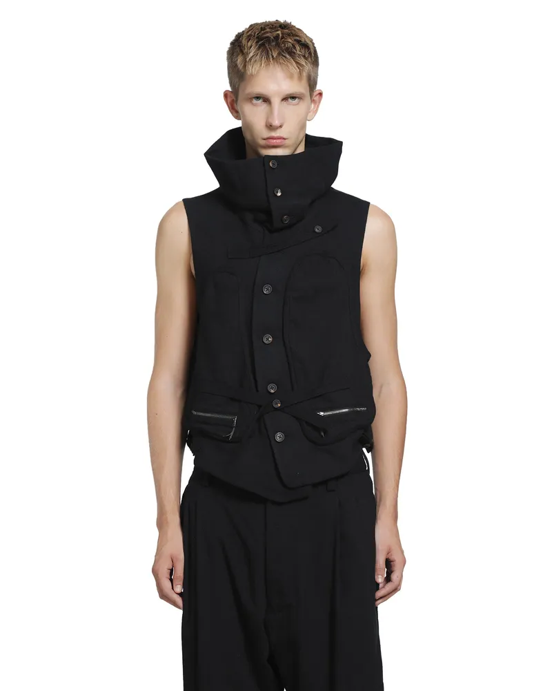 Ziggy Chen High-Neck Utility Vest Black
