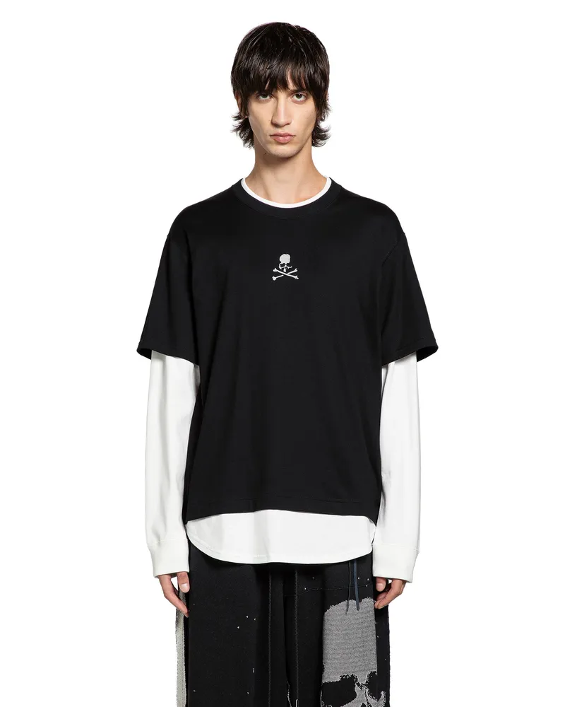 Mastermind World Layered Skull Long Sleeve T-Shirt Black&white
