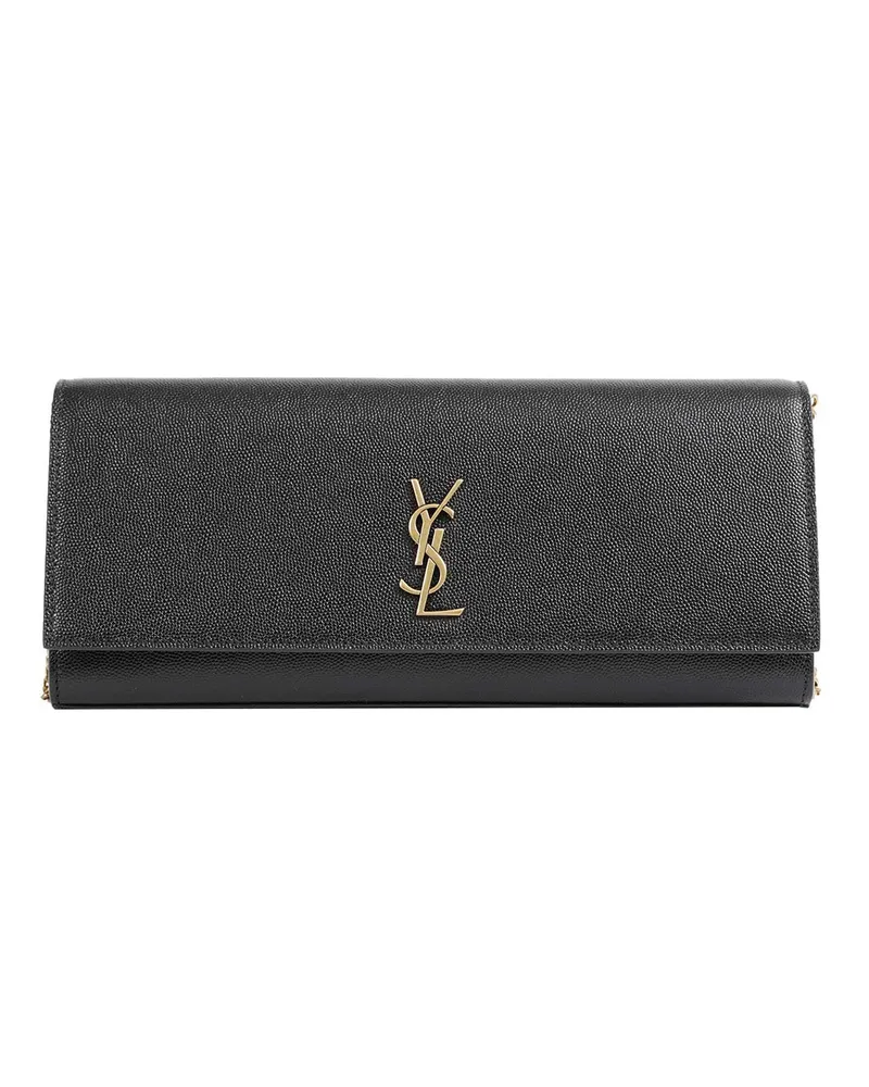 Saint Laurent Grain De Poudre Leather Kate Clutch Black