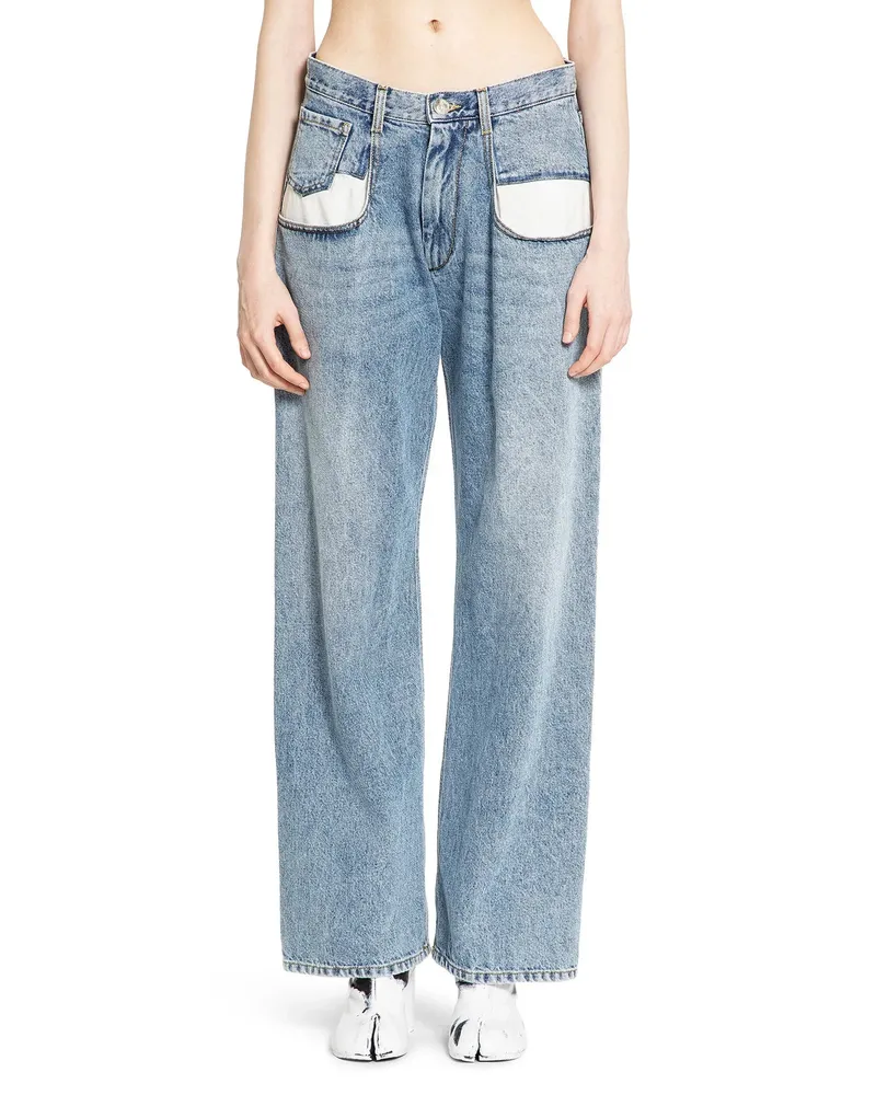 Maison Margiela Straight jeans with contrasted pockets Blue