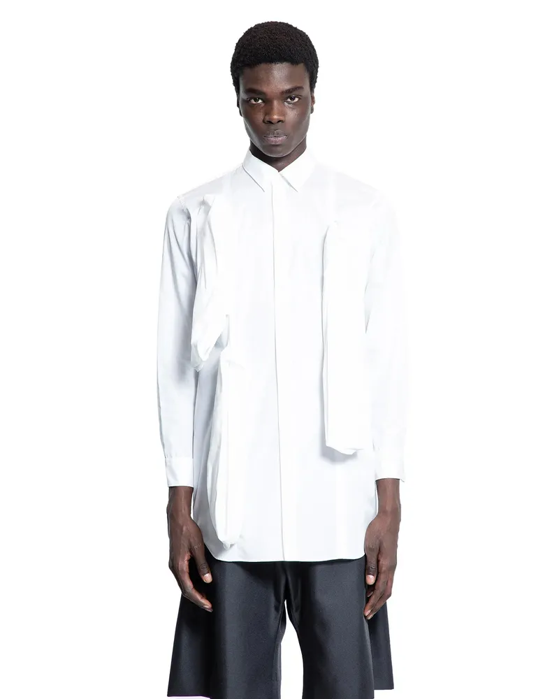 Comme des Garçons Draped Cotton Poplin Shirt White