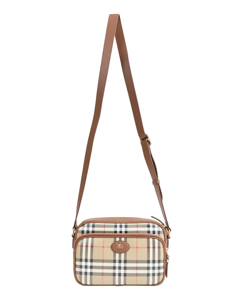 Burberry Check Pocket Crossbody Bag Beige