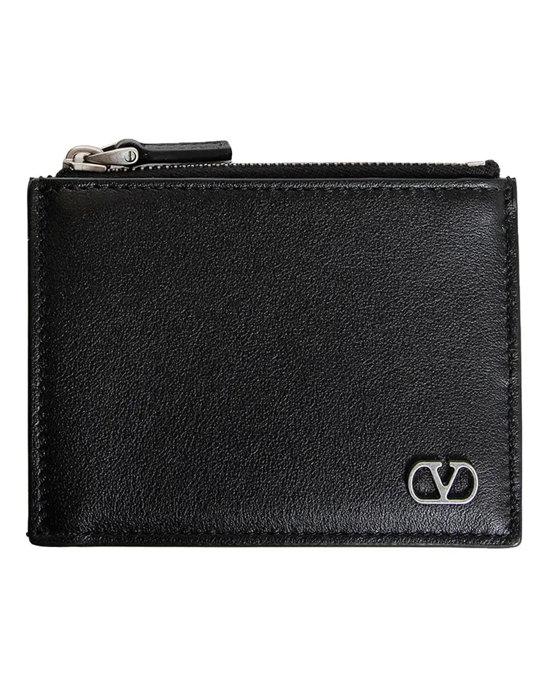 Valentino Garavani Vlogo signature grained leather card holder Black