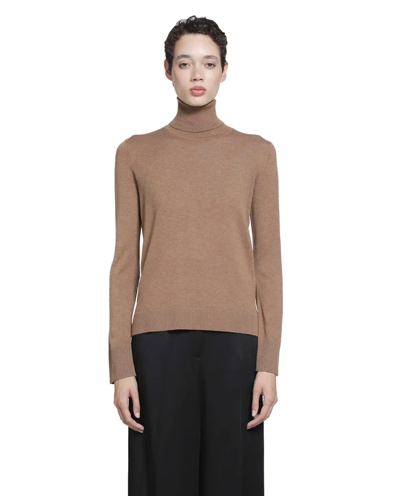 Max Mara Wool Turtleneck Top Beige