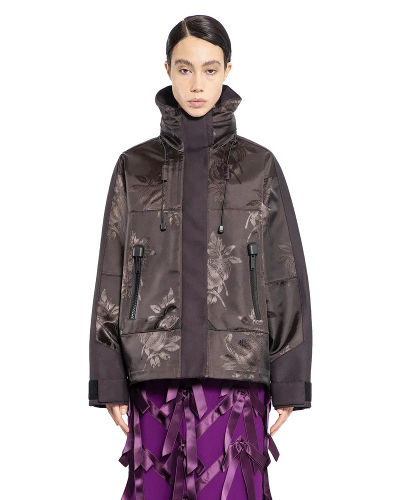 Prada Floral Jacquard Nylon Jacket Brown