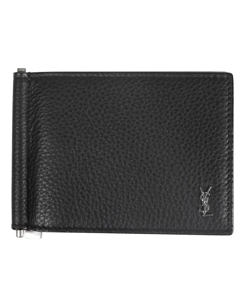 Saint Laurent Grained Leather Bill Clip Wallet Black