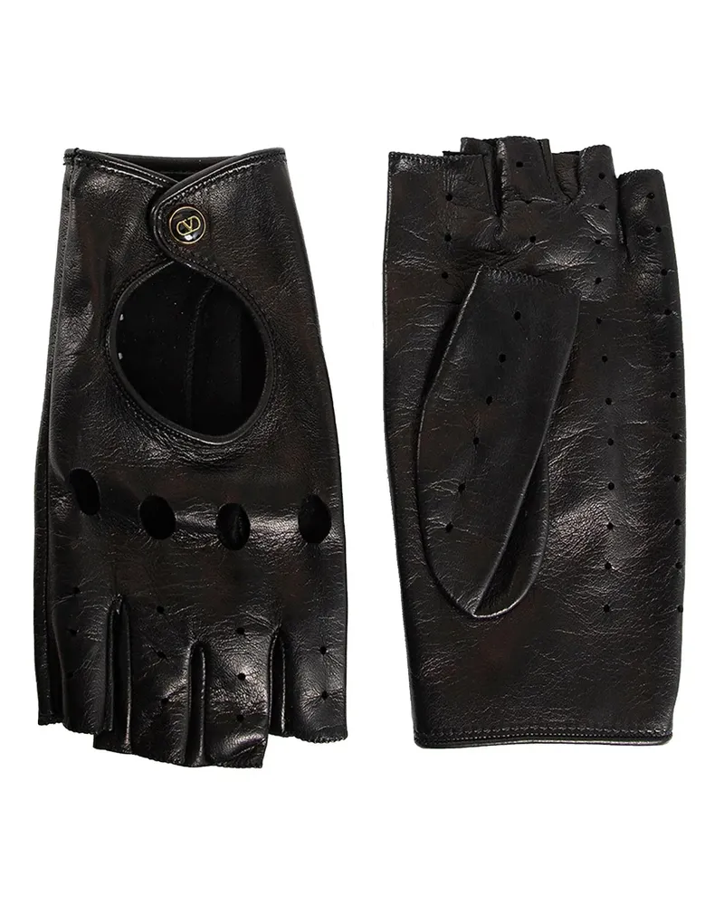 Valentino Garavani Guanti Senza Dita in Pelle Nappa VLogo Black