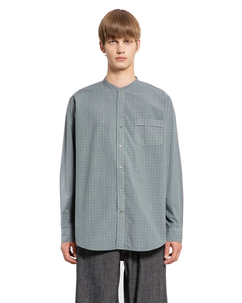 Taiga Takahashi Lot . 104 Band Collar Shirt Grey