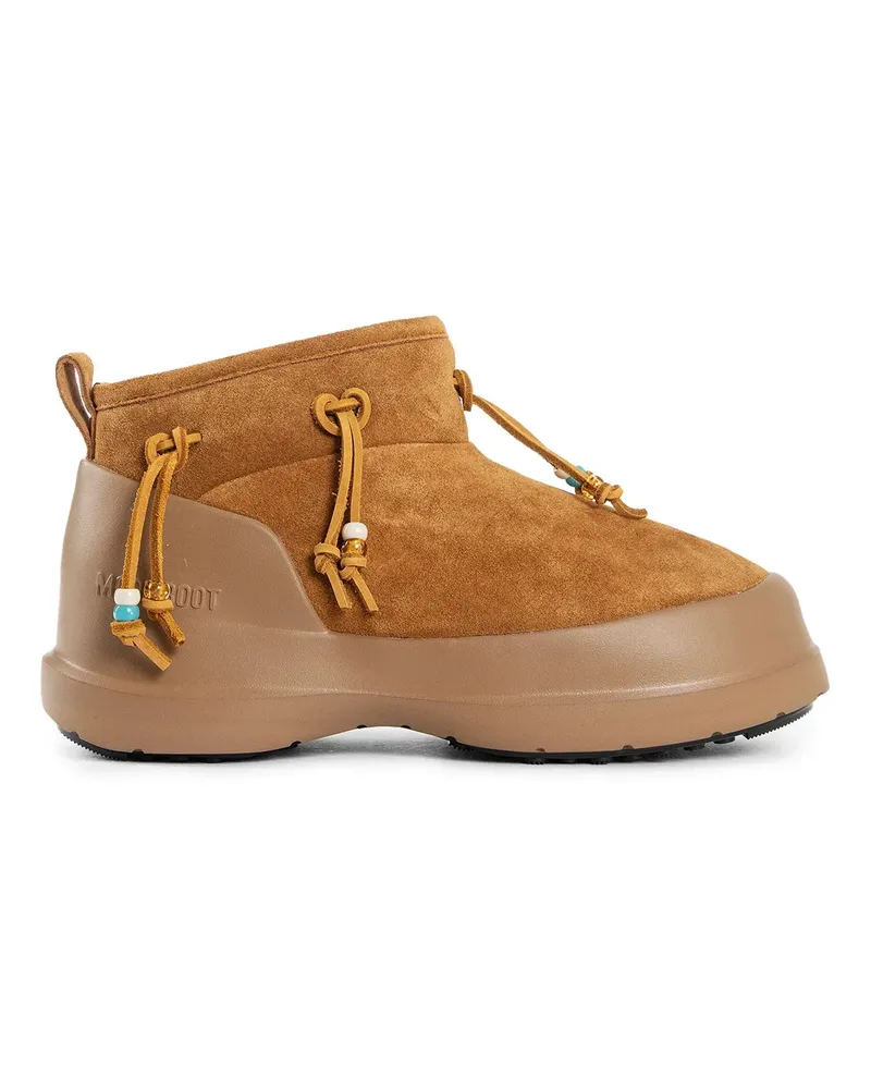 Moon Boot Stivali in pelle scamosciata con perline Luna Low Brown