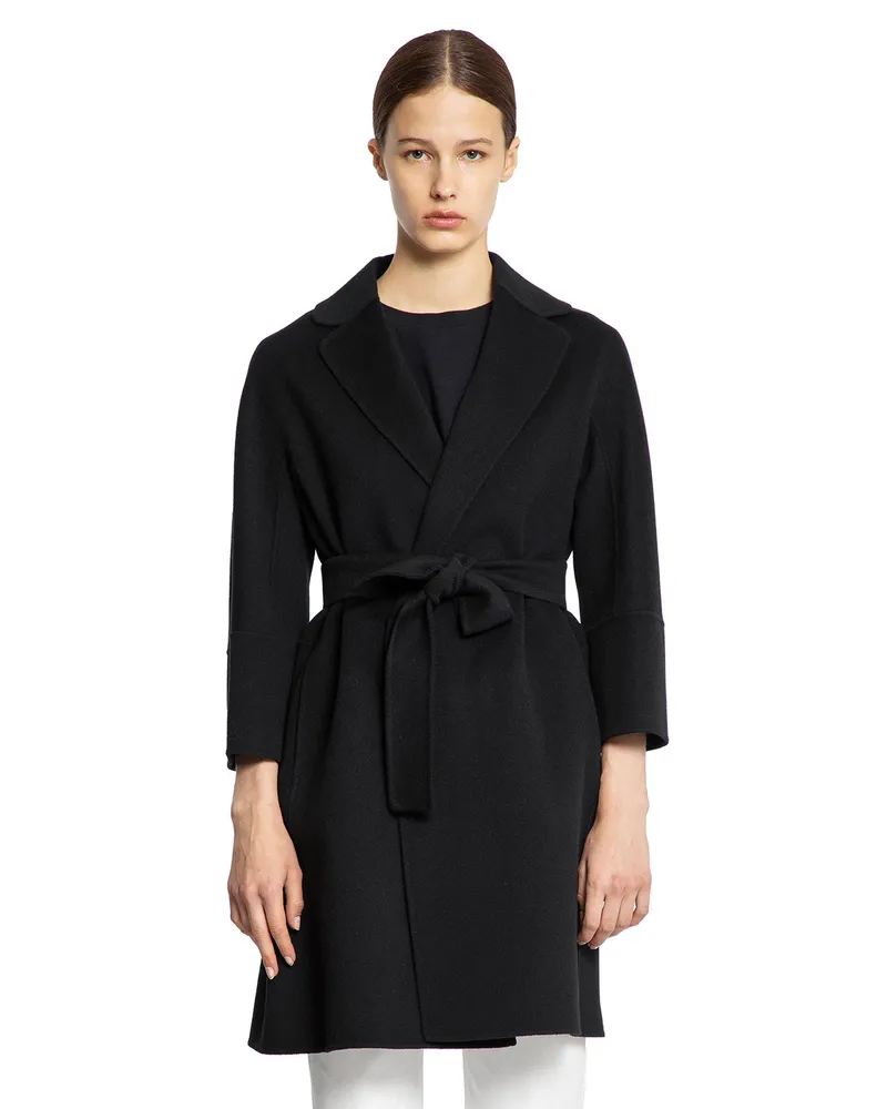 Max Mara Short Double-Faced Wool Coat Black