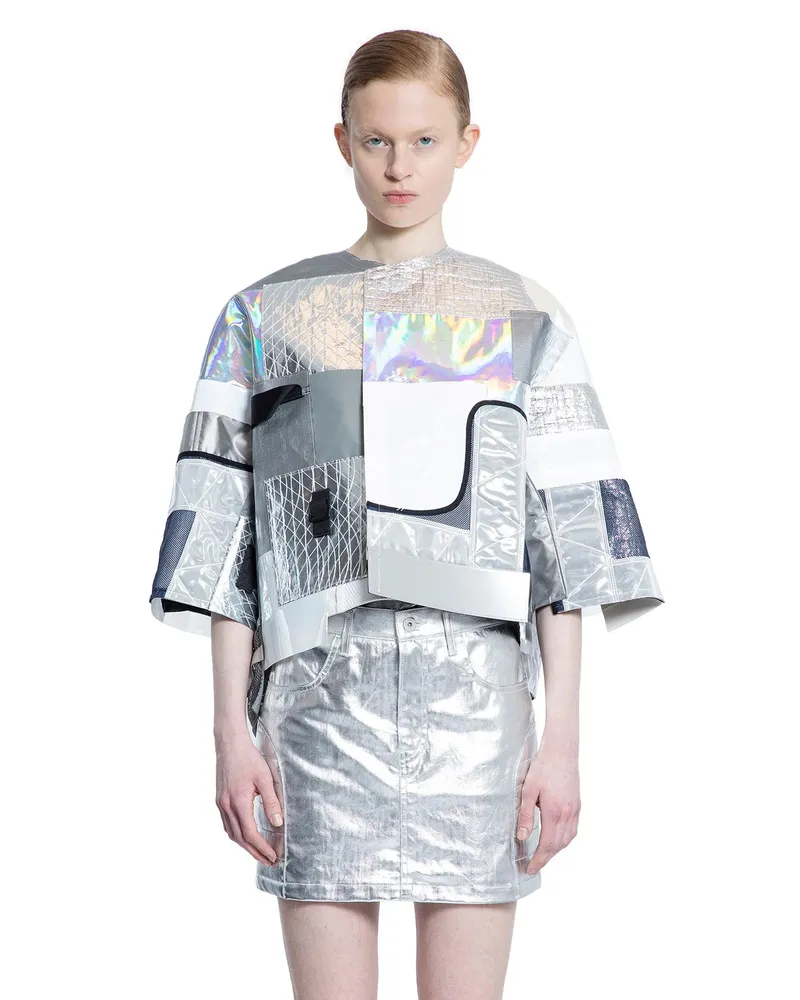 Junya Watanabe Iridescent Nylon Patchwork Jacket Silver