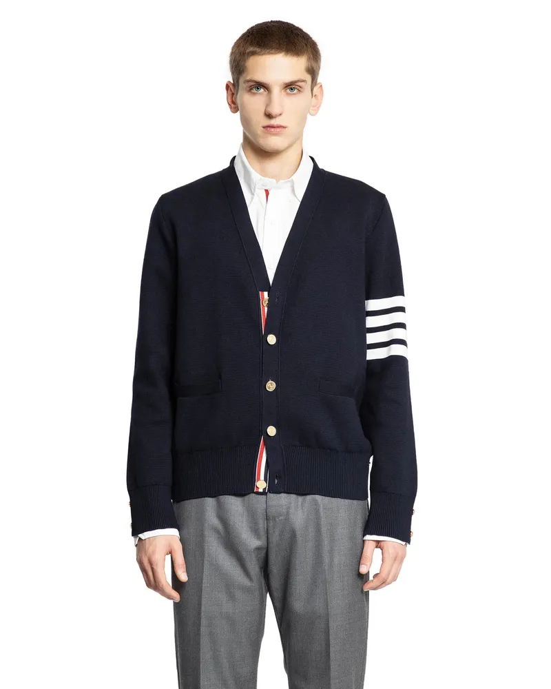 Thom Browne Cotton Crêpe Cardigan Blue