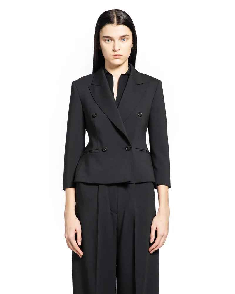 Max Mara Wollen Cloth Cropped Blazer Black