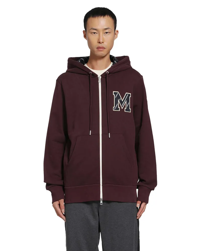 Moncler Monogram Zip-Up Hoodie Red