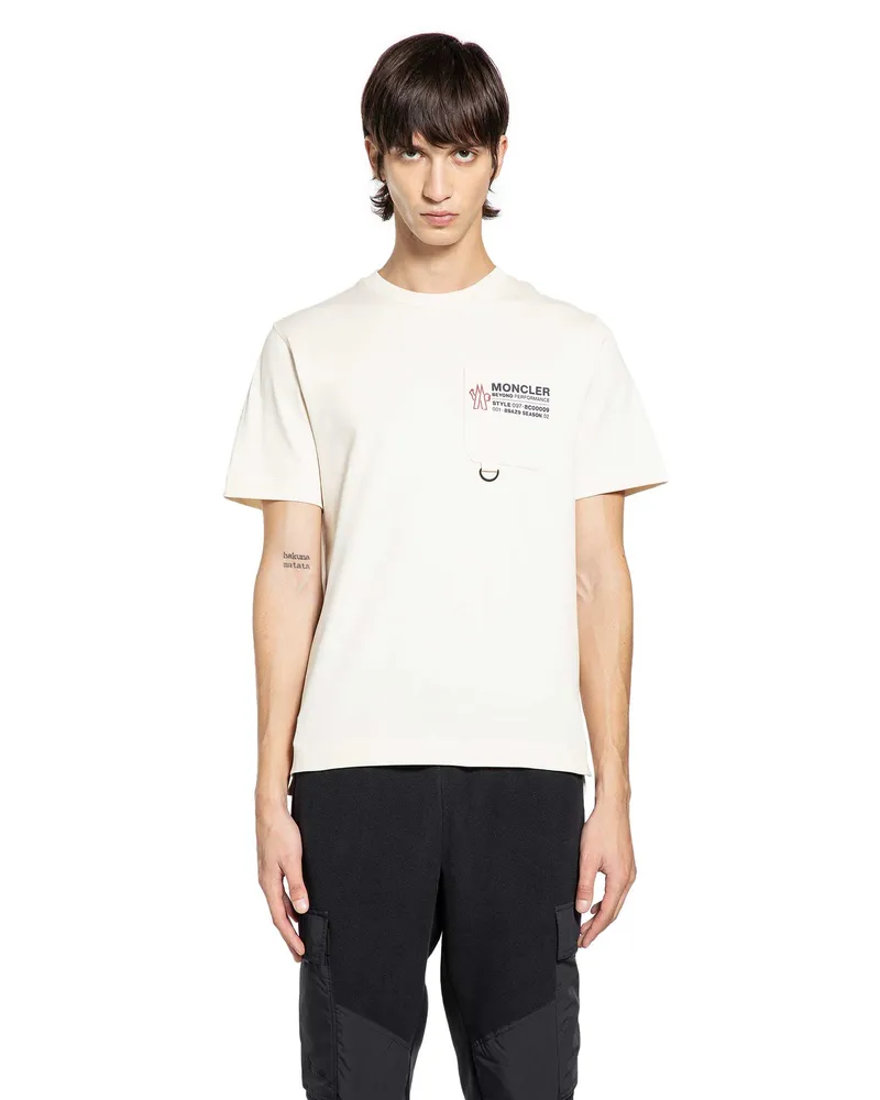Moncler MAN BEIGE T-SHIRTS & TANK TOPS Beige