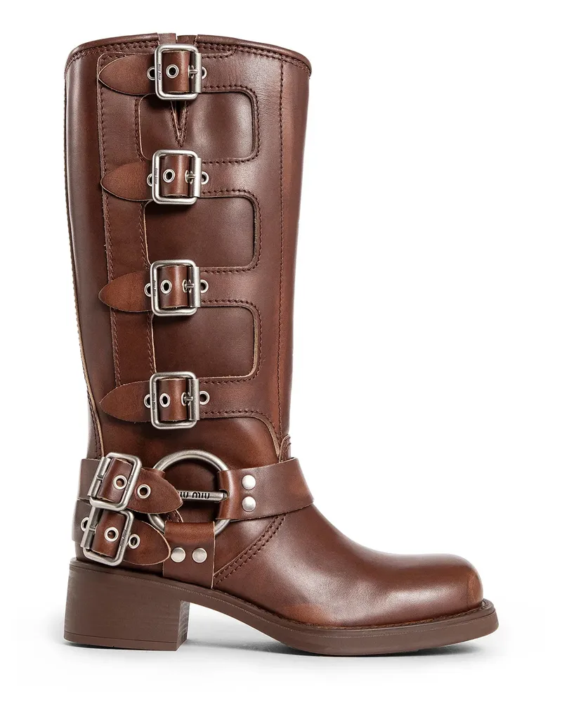 Miu Miu Sierra Leather Boots Brown