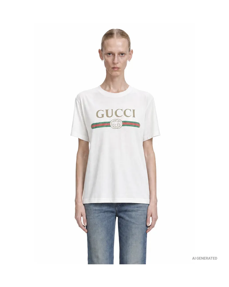 Gucci Cotton Jersey And Silk T-Shirt White