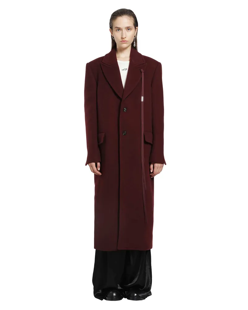 Ann Demeulemeester Aldina Beaver Wool Coat Red