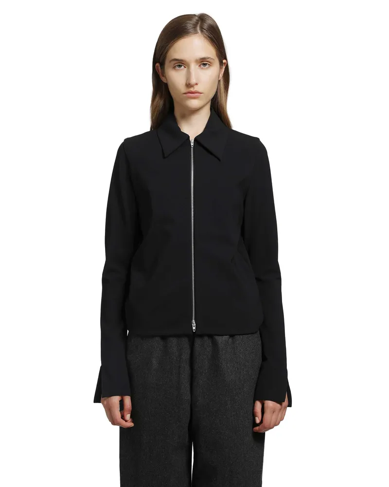 Jil Sander Jersey Zip Closure Jacket Black