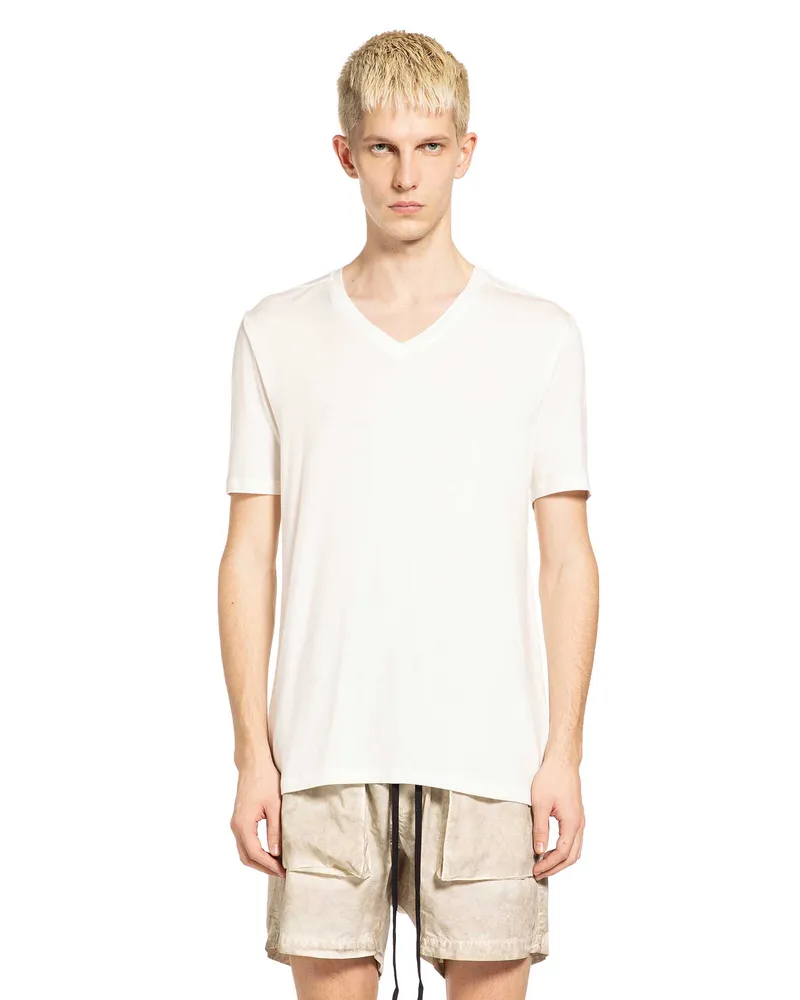 THOM KROM Stretch Modal Silk V-Neck T-Shirt Off-white