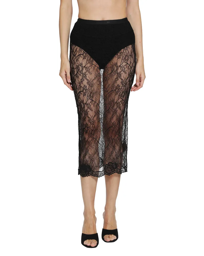 Valentino Garavani Lace Midi Skirt Black