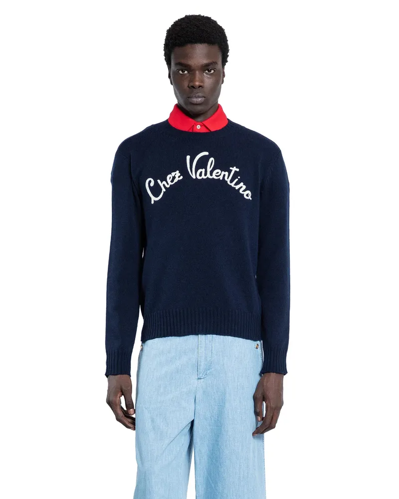 Valentino Garavani Chez  Wool Sweater Blue