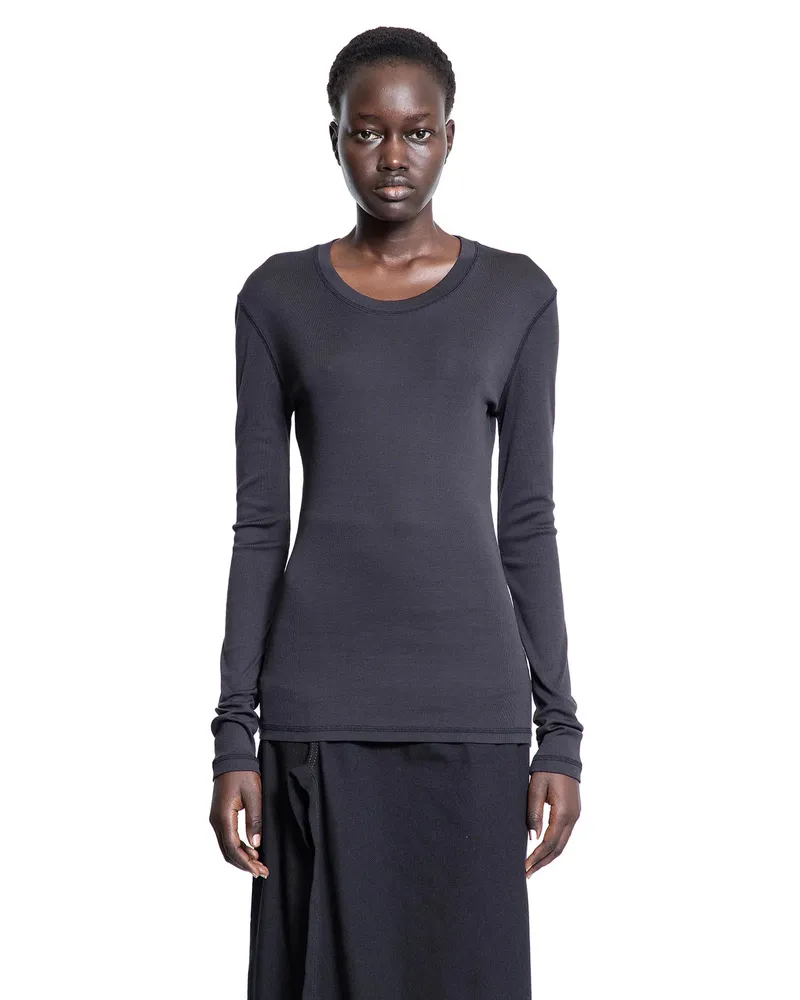 Christophe Lemaire Rib Long Sleeve T-Shirt Black