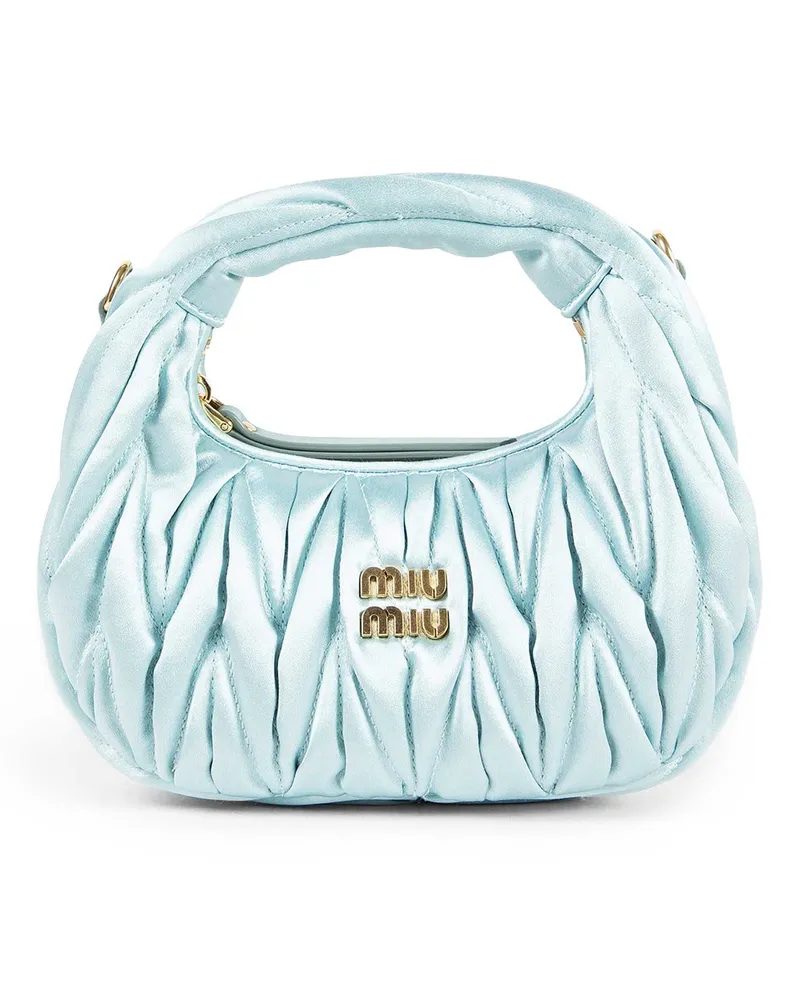 Miu Miu Wander Matelassé Satin Mini Bag Blue