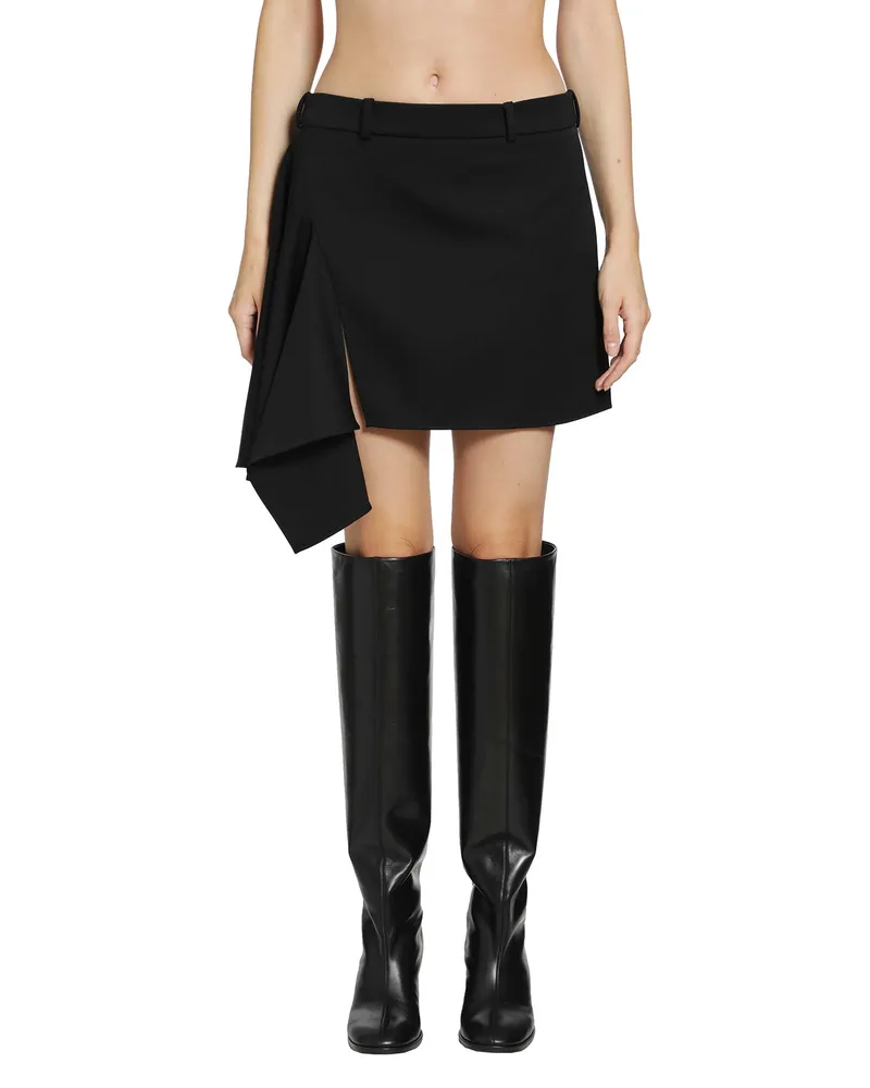 Givenchy Wool Slashed Mini Skirt Black