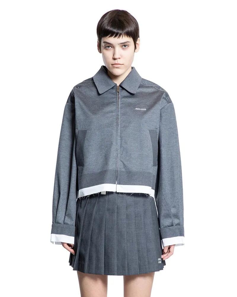Miu Miu Blouson in maglia di seta elasticizzata Grey