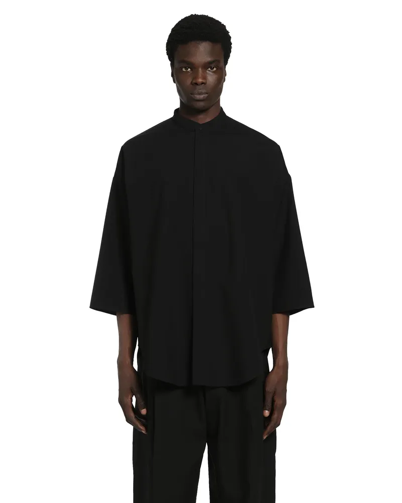 Fear of God Mandarin Relaxed Short Sleeve Shirt Black