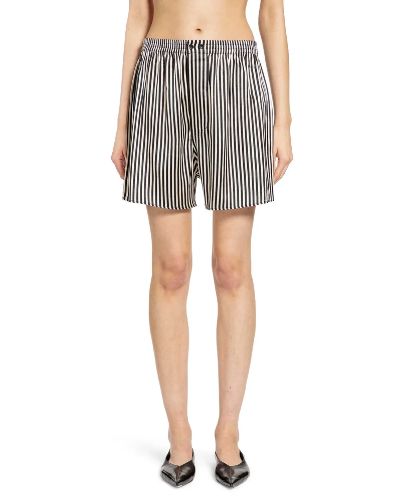 Petar Petrov Boxer Ivory Black Stripes Shorts Black&white