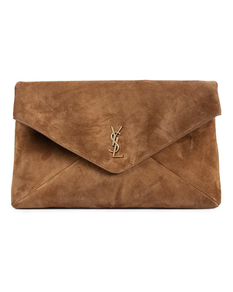 Saint Laurent Cassandre XXL Chain Pouch Brown