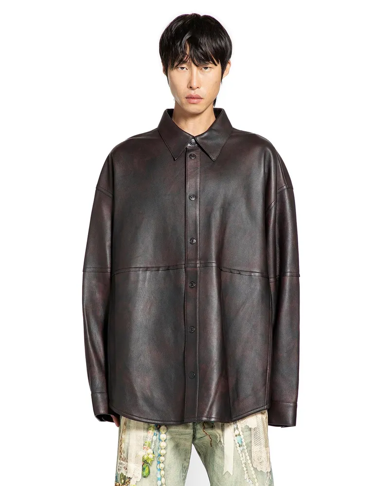 Acne Studios Leather Shirt Jacket Black