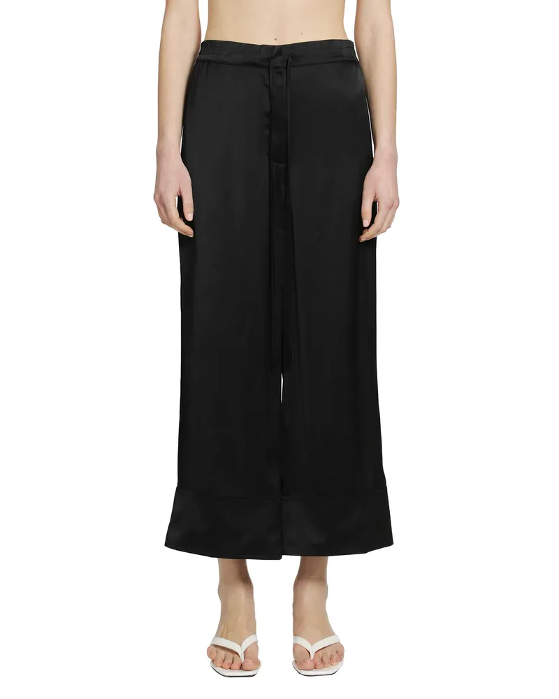 Totême Satin Drawstring Trousers Black