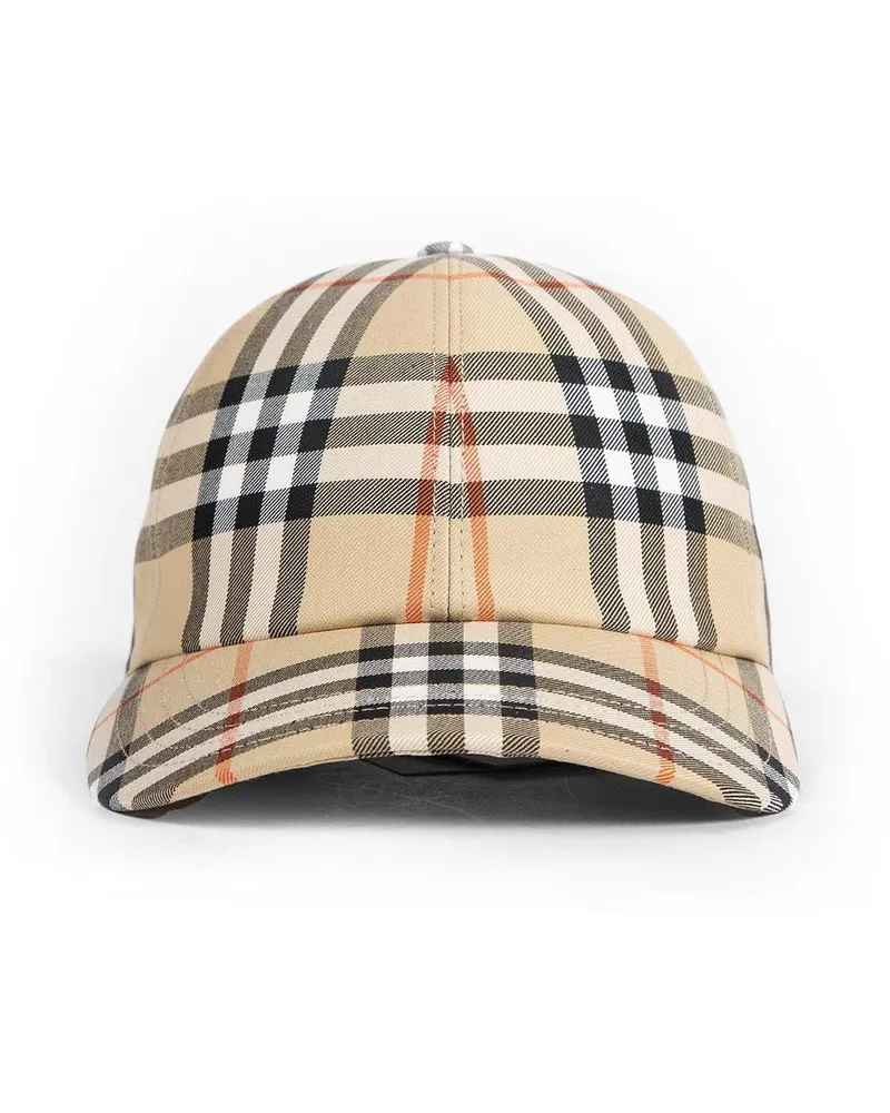 Burberry Check Cotton Baseball Cap Beige