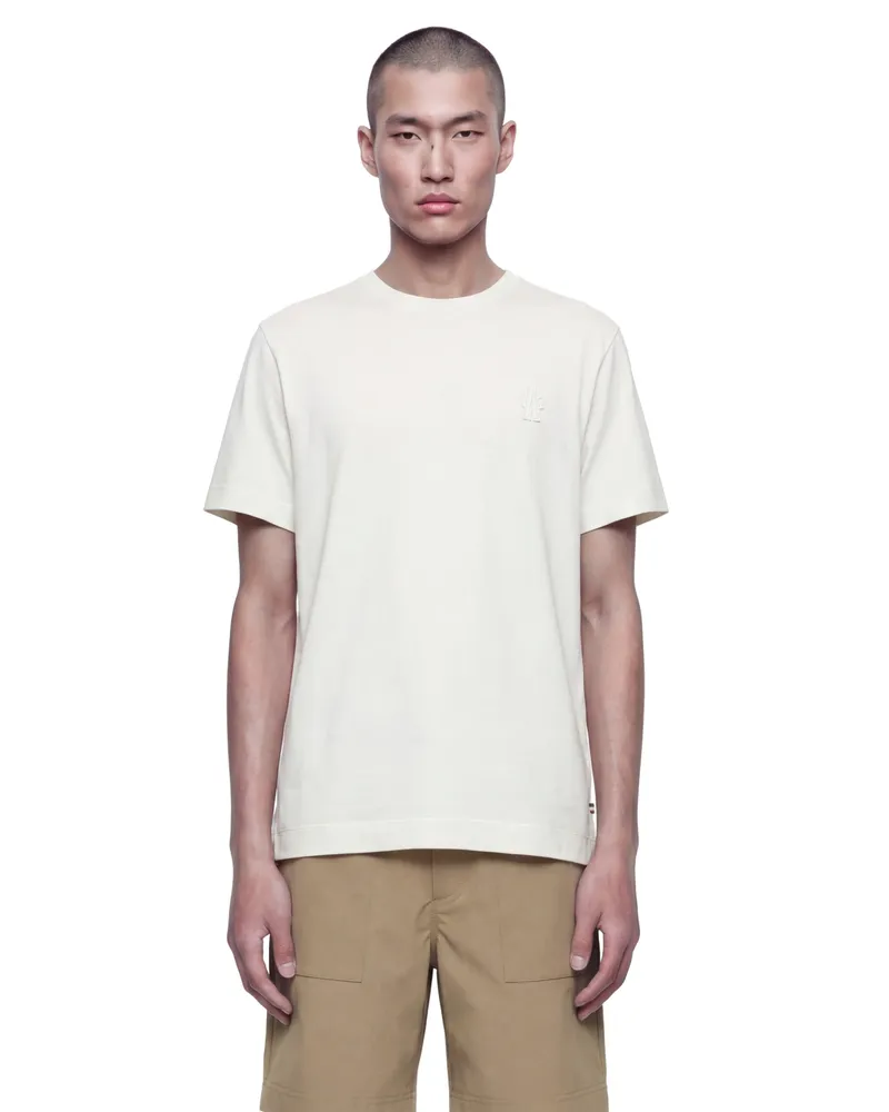 Moncler Logo Patch Cotton Blend T-Shirt White