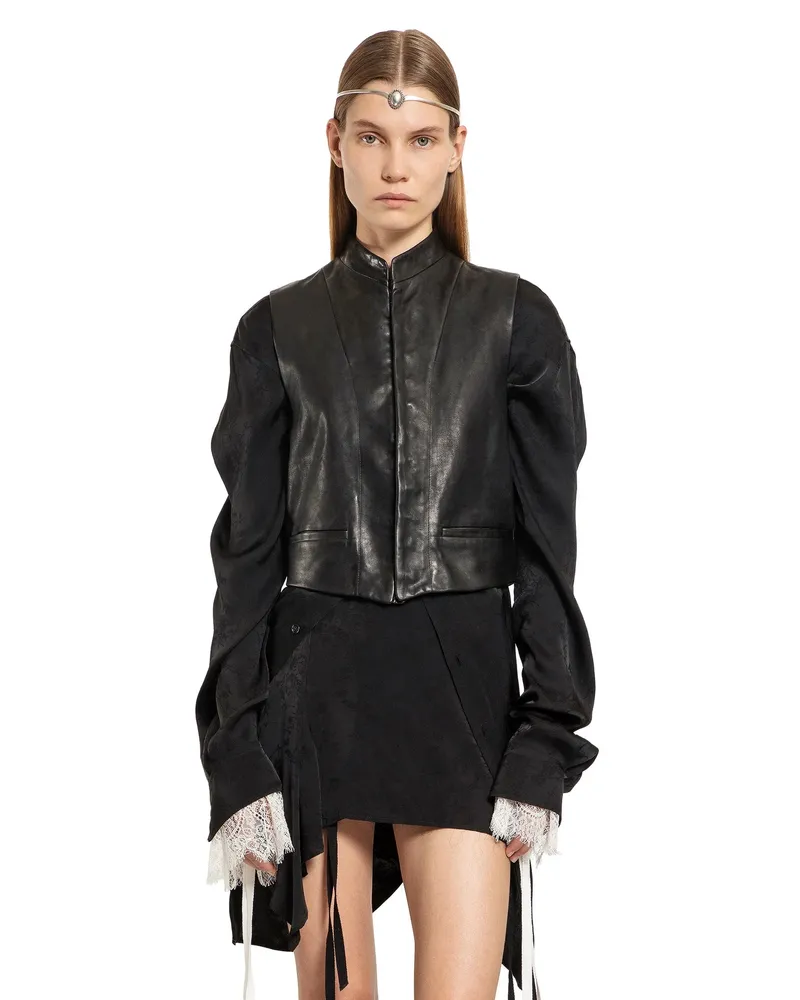 Ann Demeulemeester Gia Vest in vin vintage lusso in pelle granulata Black