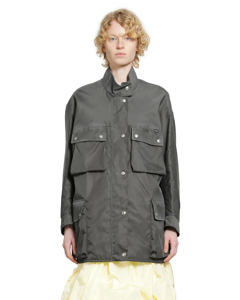 Prada Washed Re-Nylon Rain Jacket Grey