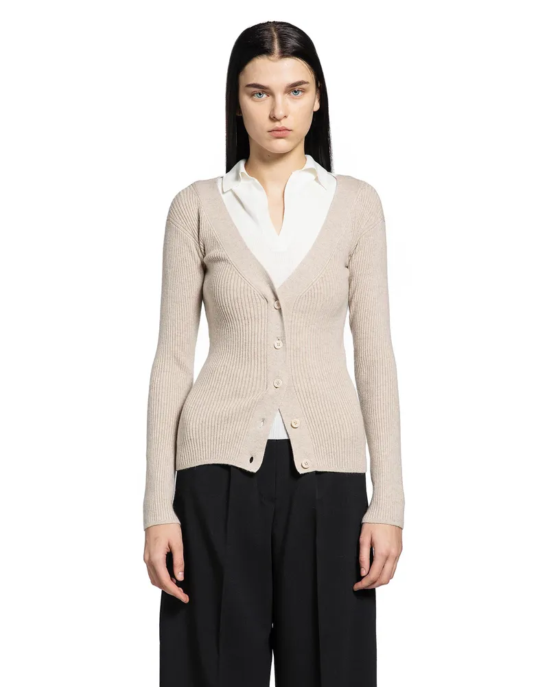 Max Mara Wool and Cashmere Cardigan Beige
