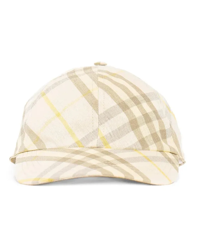 Burberry Check Linen Baseball Cap Beige