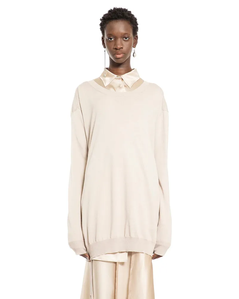 Ann Demeulemeester Helle High Comfort Sweater Beige