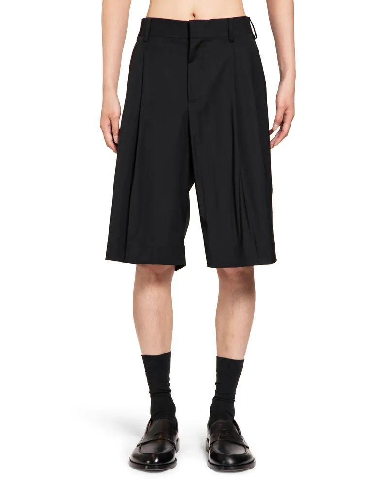 Laneus Pantaloncini su misura in lana leggera Black