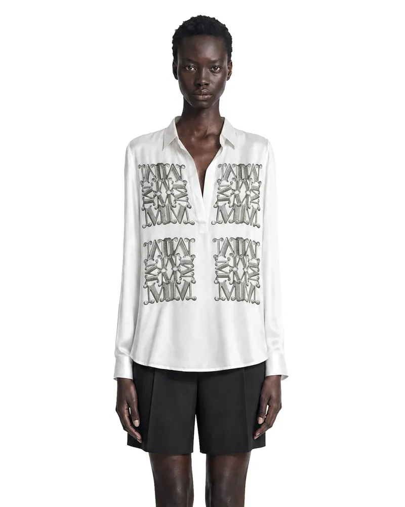 Max Mara Marabesque Print Silk Shirt White