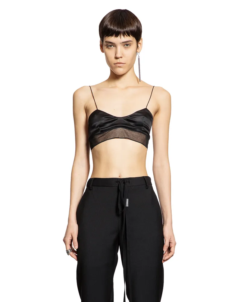 Ann Demeulemeester Abelina Bra in Washed Silk Satin and Tulle Black