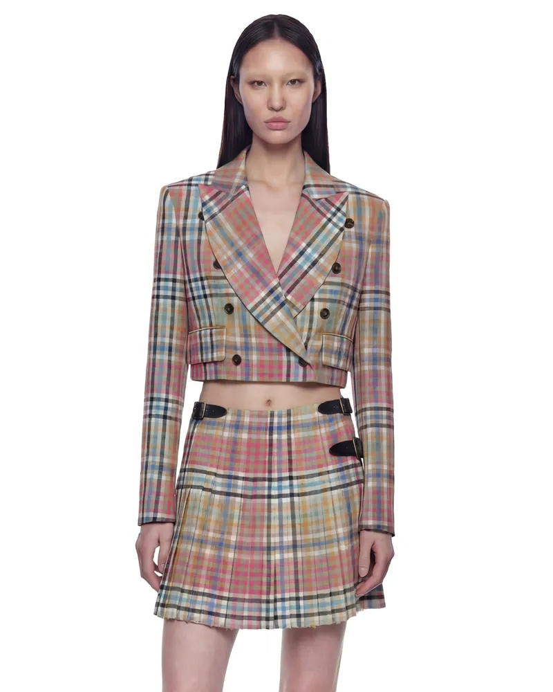 Vivienne Westwood Cropped Heather Check Blazer Multicolor
