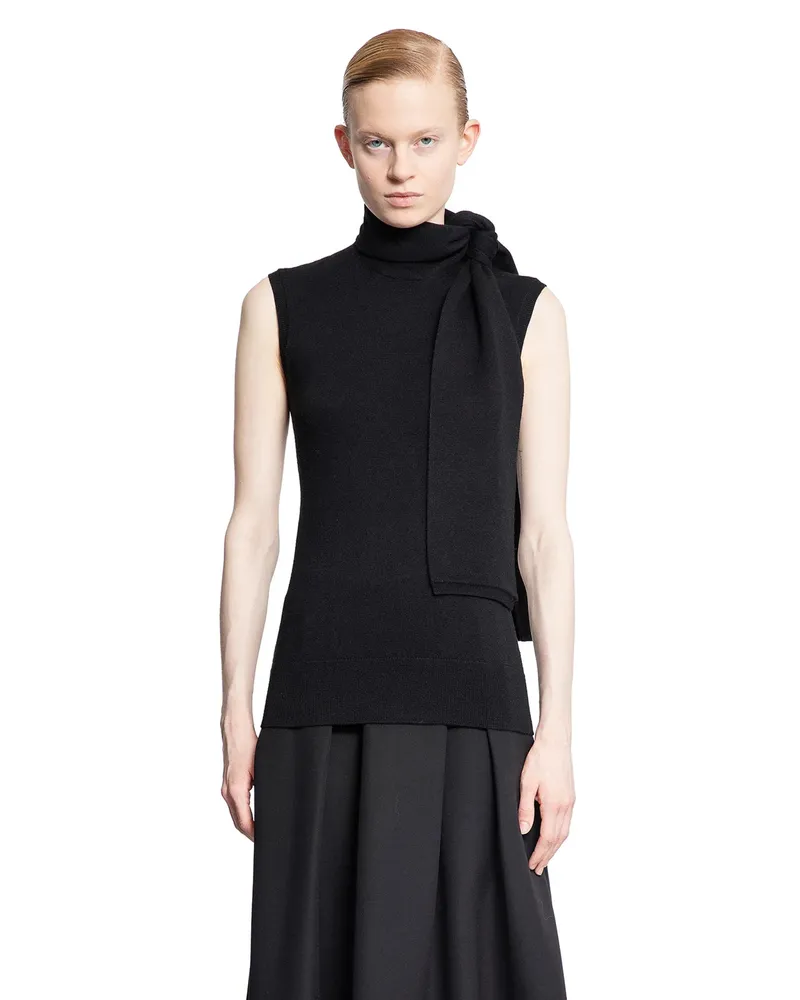 Totême Sleeveless scarf knit top Black