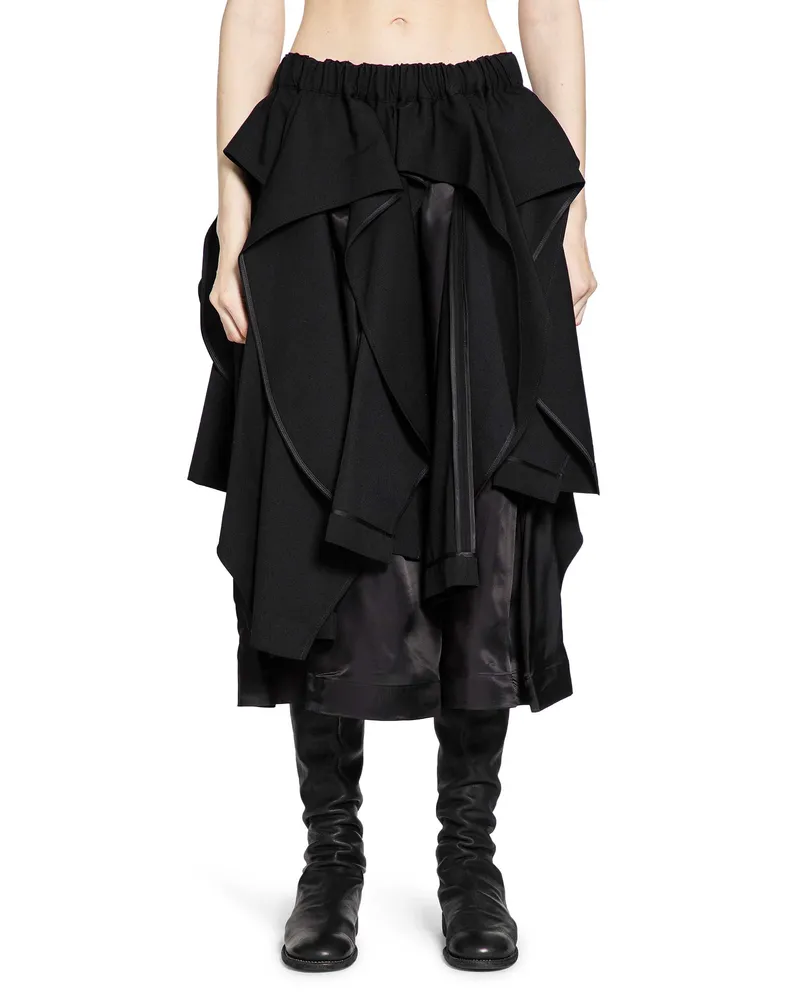 Noir Kei Ninomiya Deconstructed Wool Midi Skirt Black