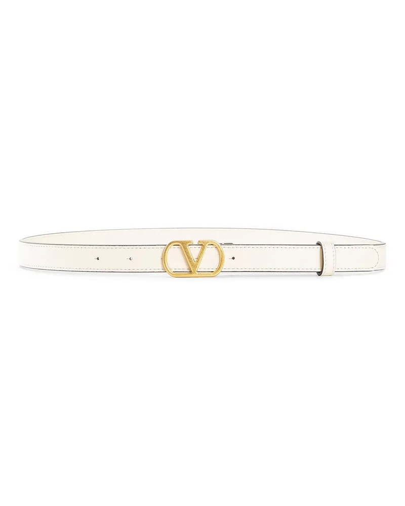 Valentino Garavani VLgo Signature Belt in Shiny Calfskin White